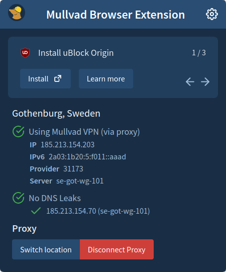 Mullvad VPN App Screenshot