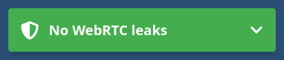 screenshot showing browser info about WebRTC leaks