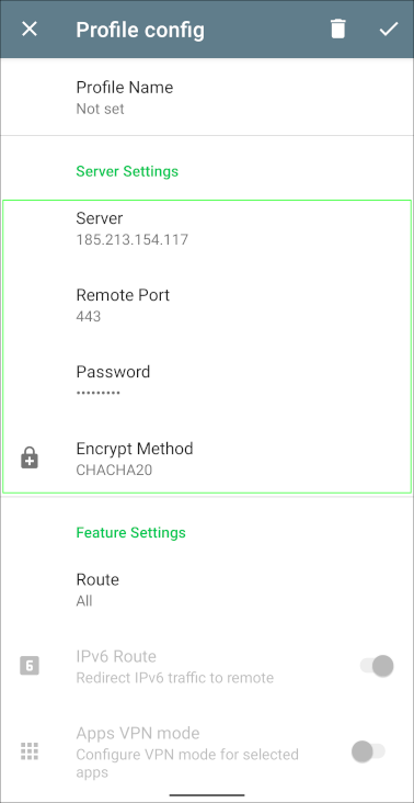 shadowsocks client config