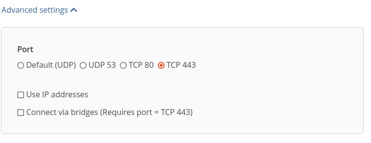 Choose TCP 443 from the port drop-down menu.