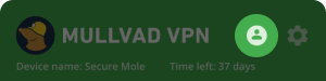 Account icon highlighted in the connection view.