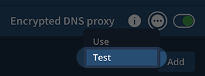 Test option highlighted for the specific API access method.