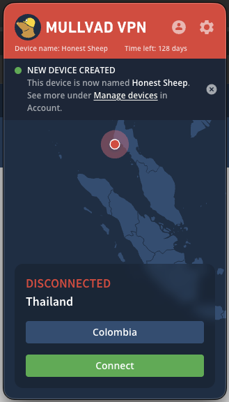 New device in-app notification message.
