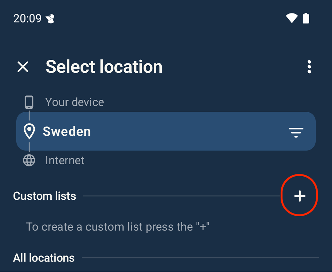 Screenshot showing custom lists panel