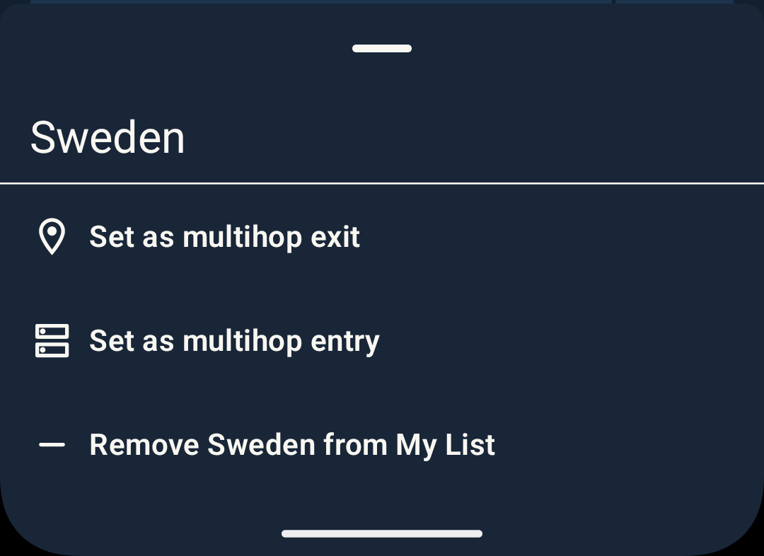 Screenshot showing custom list location context menu