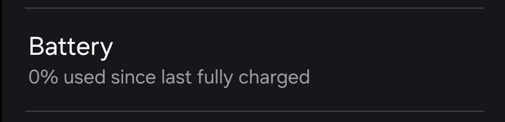 The Battery settings section