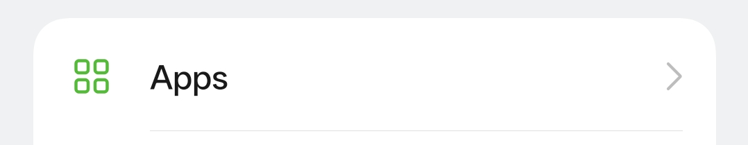The Apps setting section