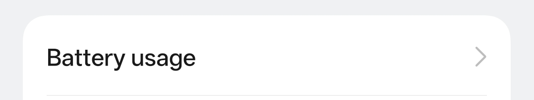 Battery usage settings section